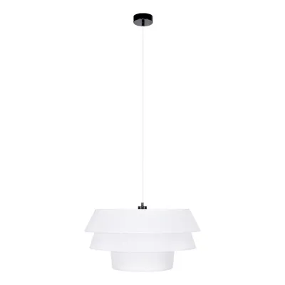 Lampa wisząca amar 1xe27 max.60w czarny metal/przezroczysty kabel pcv/abażur z białej tkaniny 160950104
