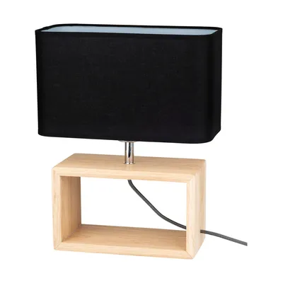 Lampa stołowa cadre 1xe27 maks. 25w dąb olejowany/czarny kabel z tkaniny/czarny klosz z tkaniny 7724974