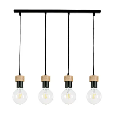 Lampa wisząca clarte 4xe27 maks. 60w dąb olejowany/czarny metal/czarny kabel z tkaniny 3271404