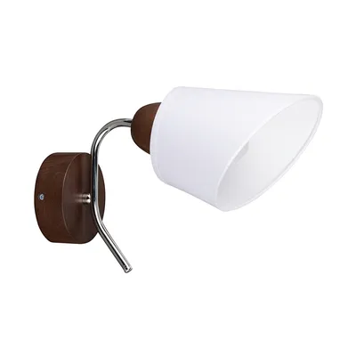 Kinkiet drewniany mette 1xe27 maks. 40w drewno bukowe orzechowe/chromowany metal/biały klosz z tkaniny 8341176