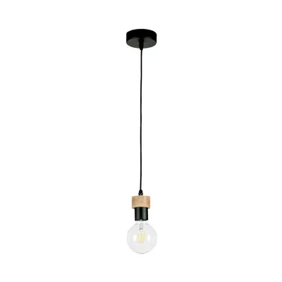 Lampa wisząca clarte 1xe27 max.60w dąb olejowany/czarny metal/czarny kabel z tkaniny 3271104