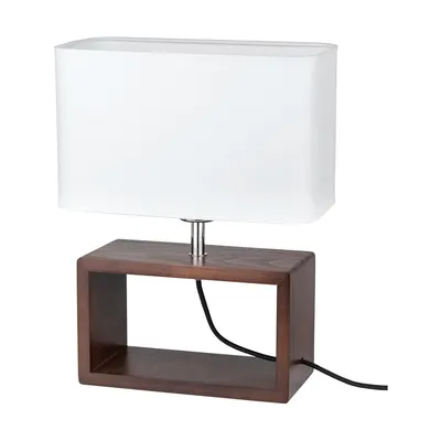 Lampa stołowa cadre 1xe27 maks. 25w drewno bukowe orzechowe/czarny kabel z tkaniny/biały klosz z tkaniny 7722976