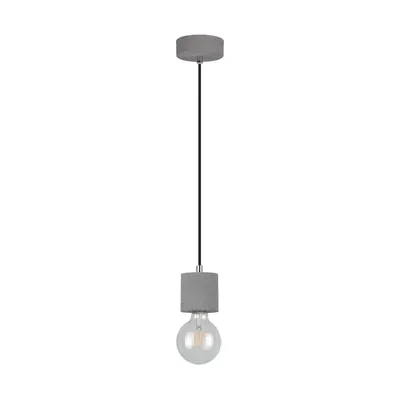 Mocna lampa wisząca 1xe27 max.60w szary beton/czarny kabel z tkaniny 7061936