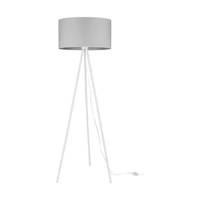 Lampa podłogowa na statywie 1xe27 maks. 40w biały metal/przezroczysty kabel pvc/szary klosz z tkaniny 6010203110511