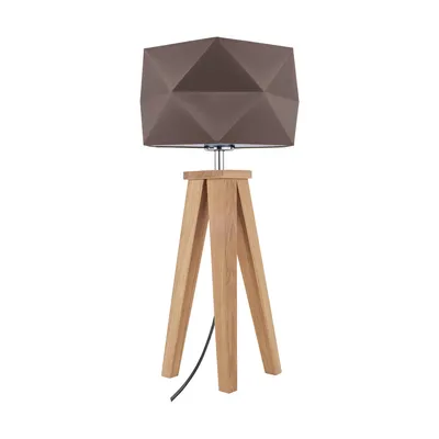 Lampa stołowa finja 1xe27 maks. 60w dąb olejowany/antracytowy kabel z tkaniny/klosz z brązowej tkaniny 6833174