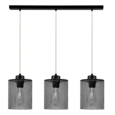 Lampa wisząca zefir 3xe27 maks. 60w czarny metal/przezroczysty kabel pcv/szkło dymne 111870304