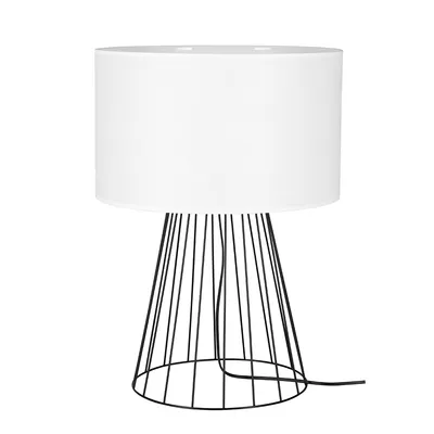 Lampa stołowa swan 1xe27 maks. 60w czarny metal/czarny kabel pcv/biały klosz z tkaniny 89329104