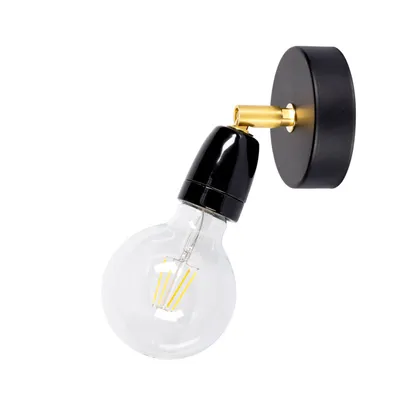 Kinkiet porcia 1xe27 max.25w czarny metal/złoty metal/czarna ceramika 8127104