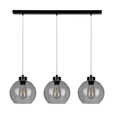 Lampa wisząca canberra 3xe27 maks. 60w czarny metal/przezroczysty kabel pcv/szkło dymne 5500056