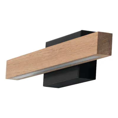 Nowoczesny kinkiet do łazienki z drewna aqua viva led 6w 3000k czarny/dąb olejowany ip44 szer. 40cm 19911104
