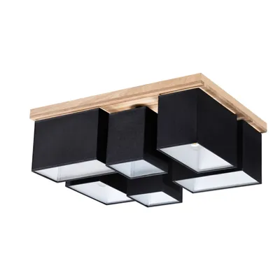 Lampa sufitowa paloma 6xe27 max.25w dąb olejowany/czarny klosz tkaniny 2454674