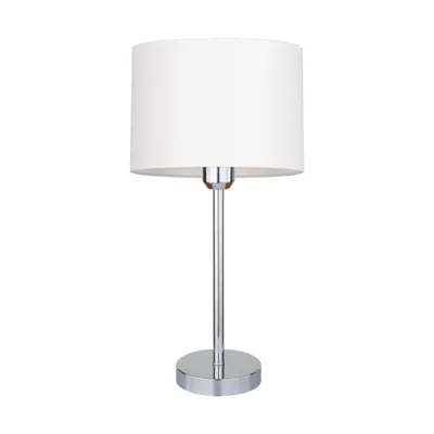 Lampa stołowa dove 1xe27 maks. 40w chromowany metal/przezroczysty kabel pvc/biały klosz z tkaniny 724380128