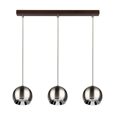 Lampa wisząca z drewna ball w zestawie 3xled gu10 5w drewno bukowe w kolorze orzecha/metal satynowy 5141376