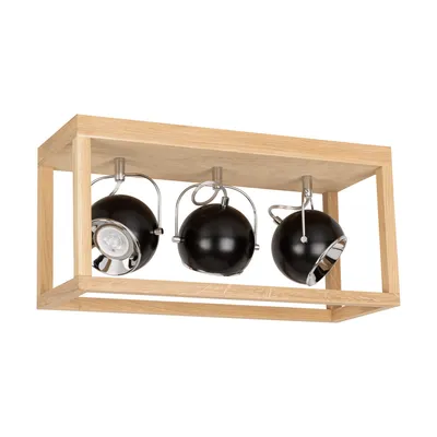 Lampa sufitowa roy z 3xled gu10 5w dąb olejowany/czarny metal 5224374