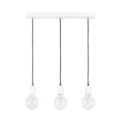 Lampa wisząca porcia 3xe27 max.60w biały metal/biała ceramika/antracytowy kabel tkaninowy 9181302