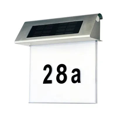 Lampa ścienna z numerem domu słonecznego w zestawie 2x0,07w led satin metal/biało-czarny materiał syntetyczny 6710102