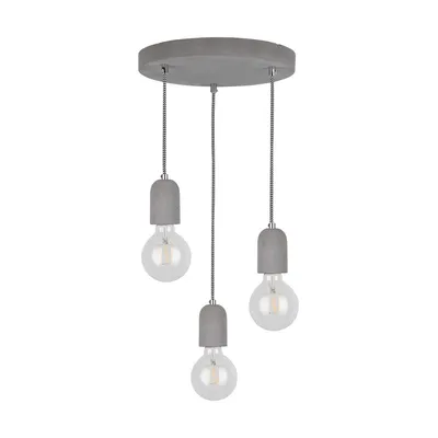 Lampa wisząca amory 3xe27 max.60w szary beton/czarno-biały kabel tkaninowy 9774336r