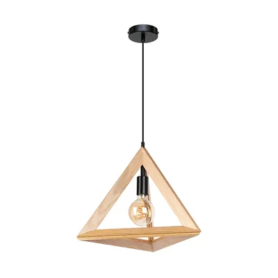 Lampa wisząca trigonon 1xe27 max.60w dąb olejowany/czarny metal/czarny kabel pvc 1179170