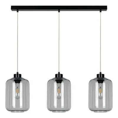 Lampa wisząca tarro 3xe27 max.60w czarny metal/przezroczysty kabel pcv/szkło dymne 15890304