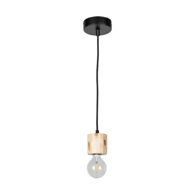 Lampa wisząca pino 1xe27 max.60w naturalna sosna/czarny metal/czarny kabel pcv 7161150