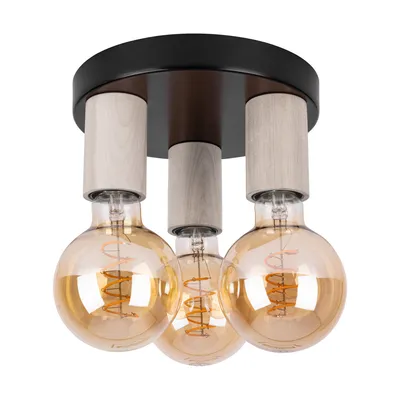 Lampa sufitowa notri 3xe27 max.15w led dąb bielony/czarny metal 4033218400000
