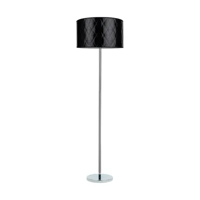 Lampa podłogowa maxima 1xe27 max.60w chromowany metal/przezroczysty kabel pvc/abażur z czarnej tkaniny 6592028