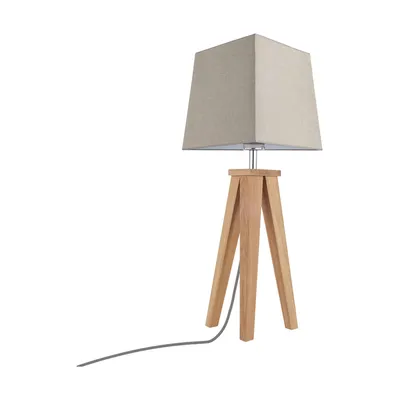 Lampa stołowa estella 1xe27 maks. 25w dąb olejowany/antracytowy kabel z tkaniny/klosz z brązowej tkaniny 6852174