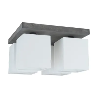 Świetna lampa sufitowa 4xe27 maks. 25w szary beton/biały klosz z tkaniny 2241436