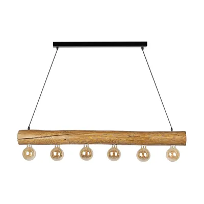 Trabo simple lampa wisząca 6xe27 max.60w bejcowana sosna brązowa/czarny metal/czarny kabel pcv 69880604