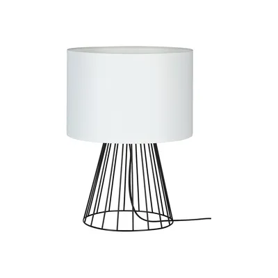 Lampa stołowa swan 1xe27 maks. 40w czarny metal/czarny kabel pvc/biały klosz z tkaniny 89229104