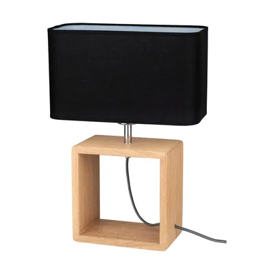 Lampa stołowa cadre 1xe27 maks. 25w dąb olejowany/czarny kabel z tkaniny/czarny klosz z tkaniny 7704974