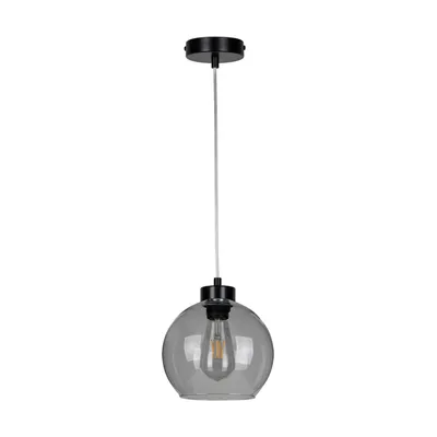 Lampa wisząca canberra 1xe27 max.60w czarny metal/przezroczysty kabel pcv/szkło dymne 5500054