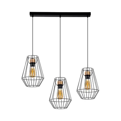 Endorfina lampa wisząca 3xe27 maks. 60w dąb olejowany/czarny metal/czarny kabel pcv 1321304