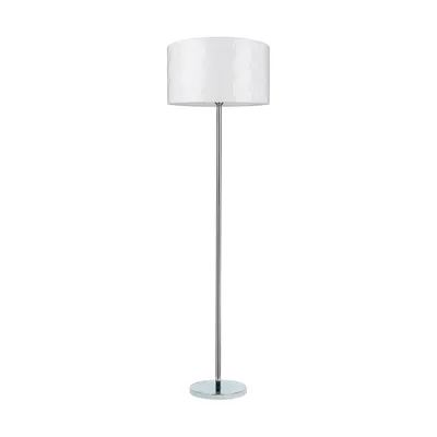 Lampa podłogowa maxima 1xe27 maks. 60w chromowany metal/przezroczysty kabel pvc/biały klosz z tkaniny 6591028