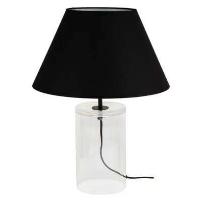Lampa stołowa dove 1xe27 maks. 40w przezroczyste szkło/czarny kabel z tkaniny/czarny klosz z tkaniny 779139110