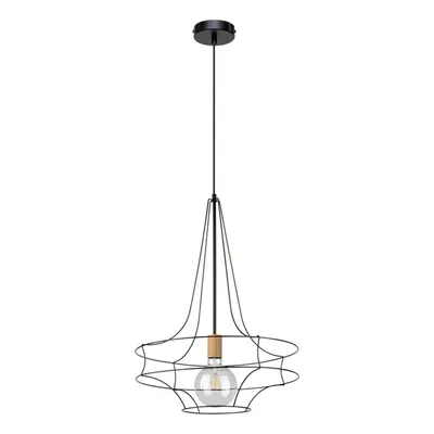 Lampa wisząca casa rina 1xe27 max.60w dąb olejowany/czarny metal/czarny kabel pcv 179419104
