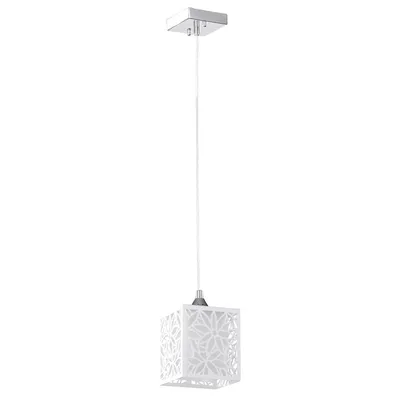 Lampa wisząca anika 1xe27 max.60w chromowany metal/przezroczysty kabel pcv/białe szkło 8161128