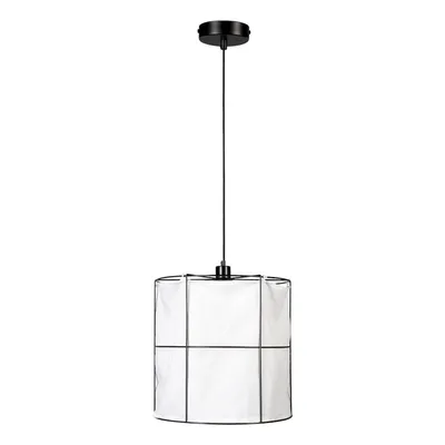Lampa wisząca marinero 1xe27 max.15w led czarny metal/czarny kabel tkaninowy/biały lniany klosz 184329104