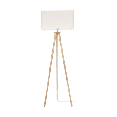 Boho lampa podłogowa 1xe27 max.40w dąb olejowany/transparentny pvc/beżowy 741910174