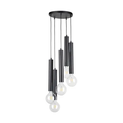 Lampa wisząca w kształcie beczki 5xe27 maks. 60w czarny metal/czarny kabel pvc 16709504r