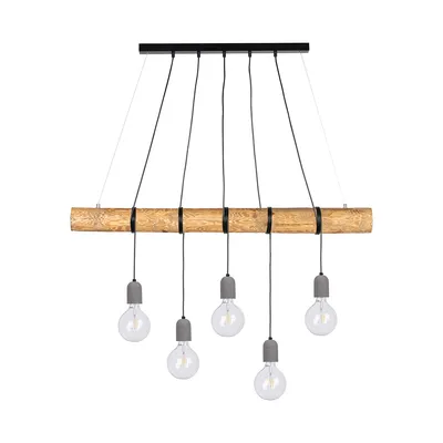 Trabo concrete lampa wisząca 5xe27 max.60w sosna bejcowana/czarny/szary 69599504