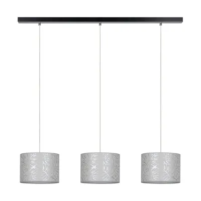 Lampa wisząca mateo 3xe27 max.25w czarny metal/przezroczysty kabel pcv/beżowa tapeta 87811304