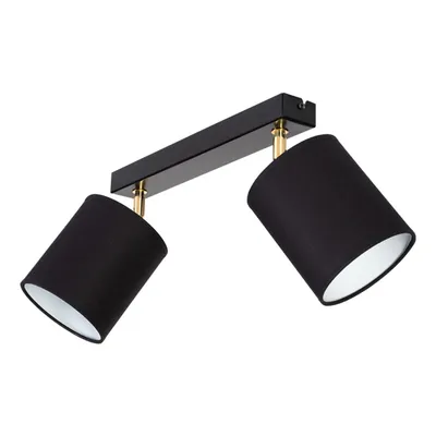 Aprillia lampa sufitowa 2xe27 max.25w czarny metal/złoty metal/czarny klosz tkaniny 56346204