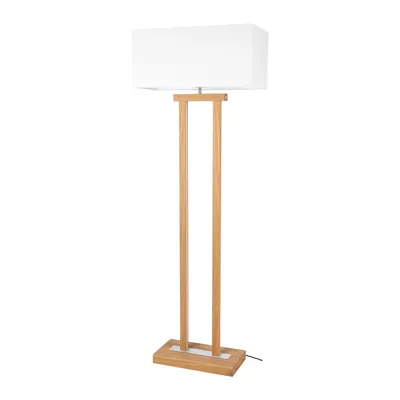 Hakon lampa podłogowa 1xe27 max.40w, 2xled 24v int. 36w dąb olejowany/nikiel mat/biały | ściemniacz dotykowy | 6037401410072