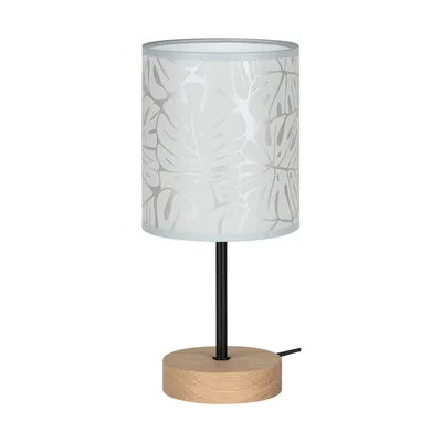 Lampa stołowa mateo 1xe27 max.25w dąb olejowany/czarny kabel pcv/tapeta beżowa 87814174