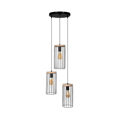 Timeo lampa wisząca 3xe27 max.60w czarny/dąb olejowany/czarny 19619304r