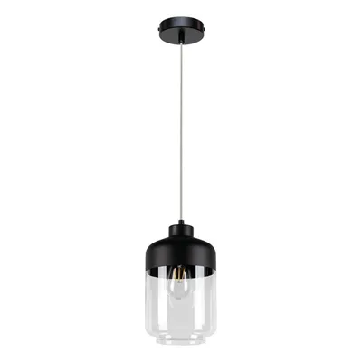 Lampa wisząca amaretto 1xe27 max.60w czarny metal/przezroczyste pcv/czarno-przezroczyste szkło 15790104
