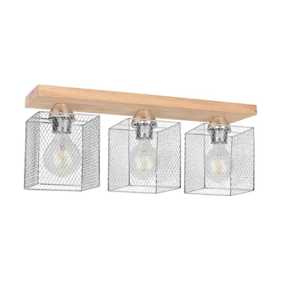 Lampa sufitowa norman wood 3xe27 max.25w dąb olejowany/chromowany metal 8175374