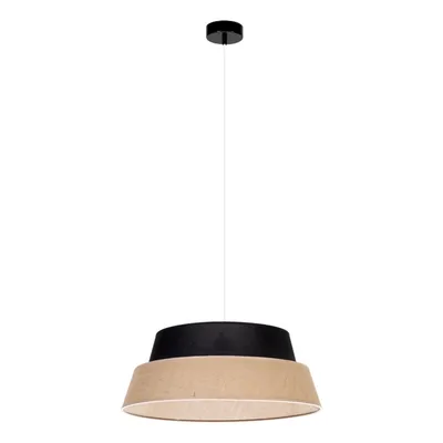 Lampa wisząca z juty 1xe27 maks. 60w czarny metal/przezroczysty kabel pvc/czarna tkanina z beżowym kloszem z juty 150150104
