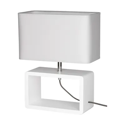 Lampa stołowa cadre quadrat 1xe27 maks. 25w białe drewno bukowe/antracytowy kabel z tkaniny/szary klosz z tkaniny 7010213310234